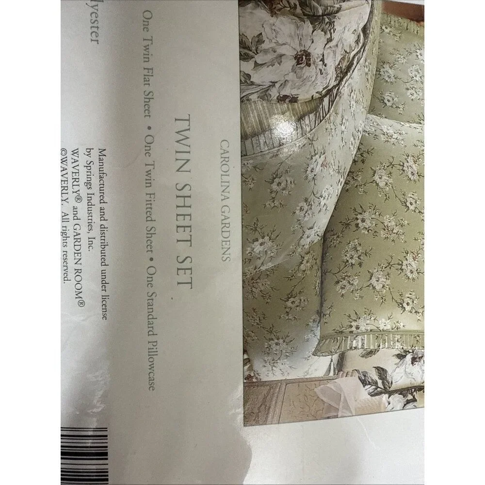 Waverly Garden Room Twin Sheet Set Floral Green Flowers Ruffle Cottagecore New